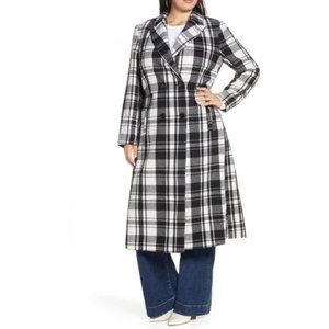 Halogen Double Breasted Check Coat -Plus Size  NWT